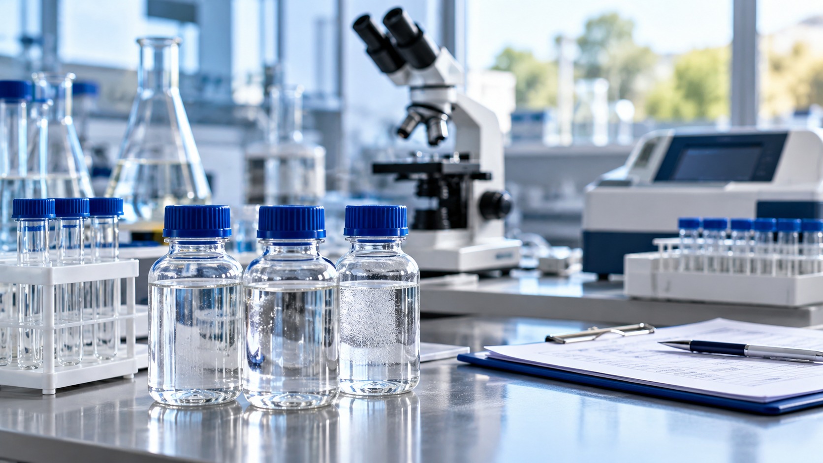 Laboratory technician analysing water samples