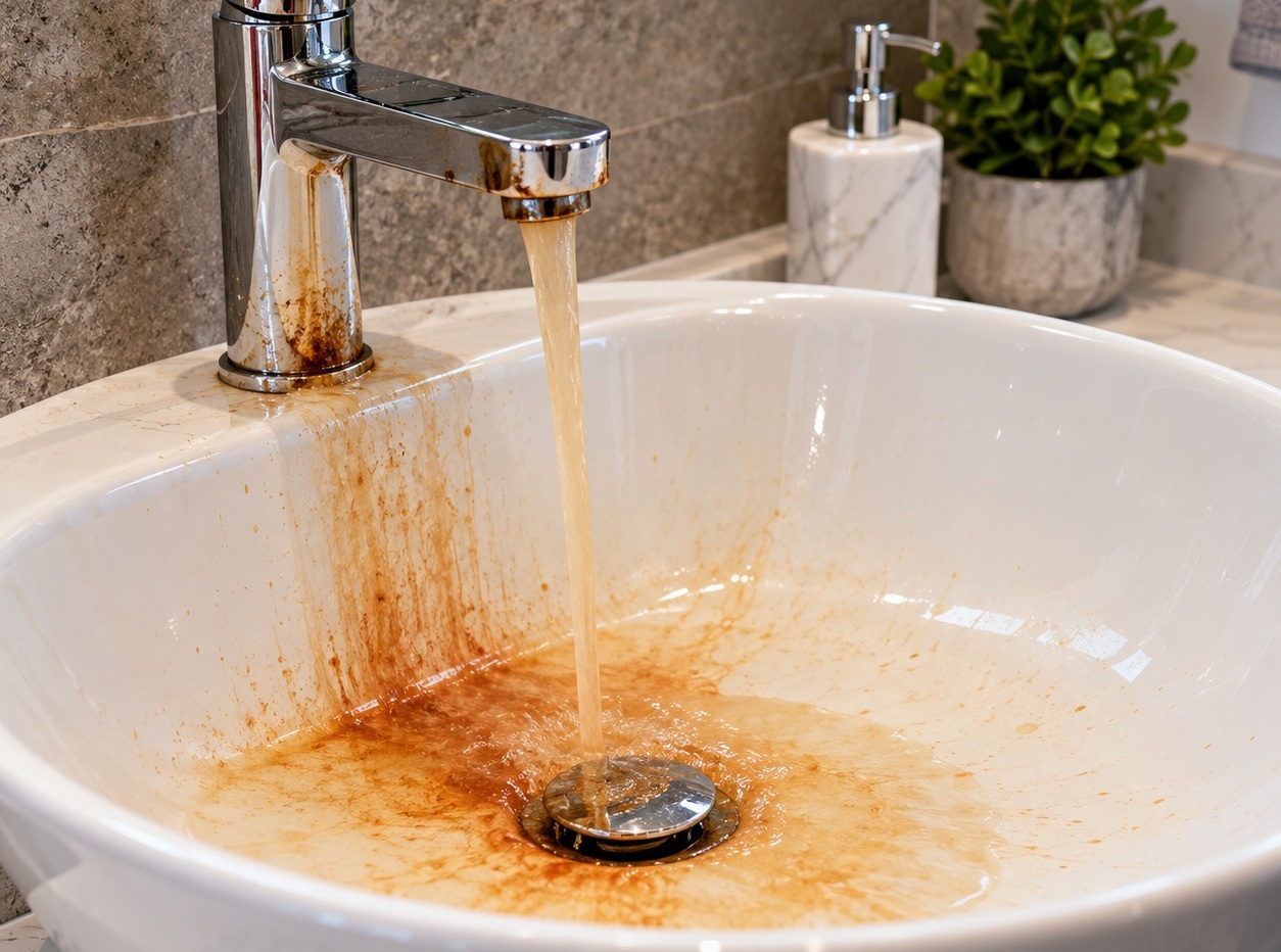 Rust-coloured staining from water