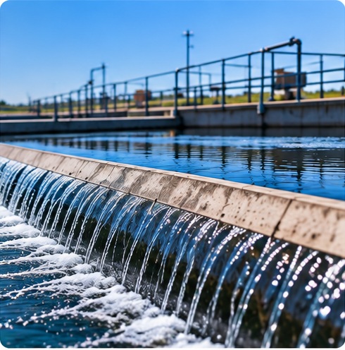 Water flowing through a treatment facility